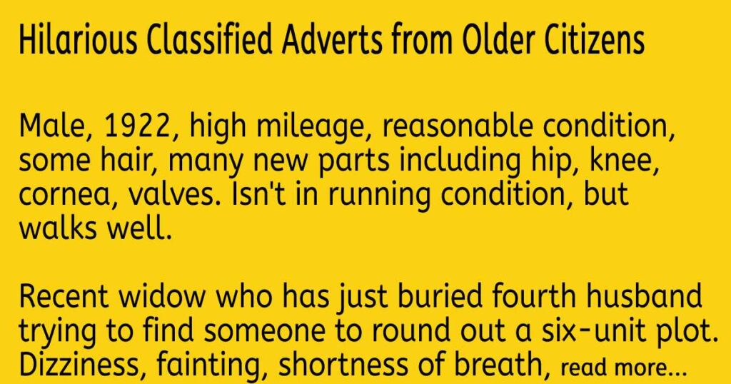 Hilarious Classified Adverts from Older Citizens