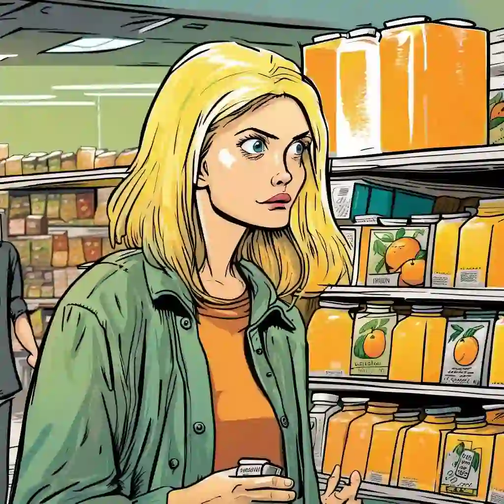 Blonde Jokes - A dumb blond staring a box of orange juice